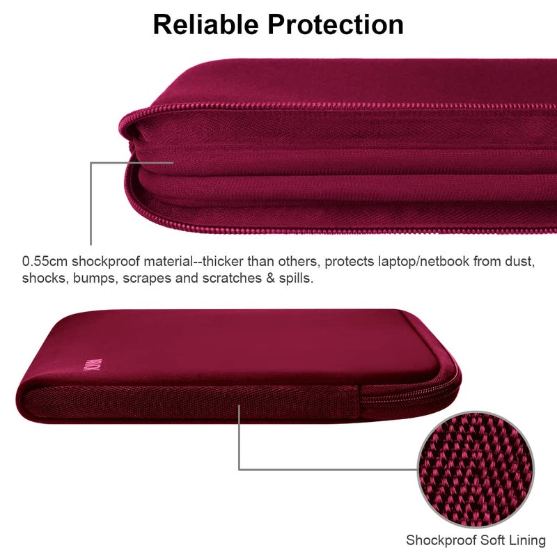 Arvok 13 13.3 14 Inch Laptop Sleeve Case for MacBook Pro/MacBook Air 13-14 inch, Water-Resistant Notebook Chromebook Computer Pouch, Carrying Bag Cover for HP/Dell/Lenovo/Asus/Acer, Wine Red - Image 4